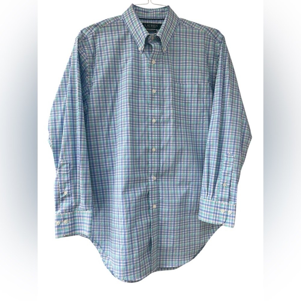 Lauren by Ralph Lauren Size Large Men's Blue/pink LS Plaid Button Down Shirt